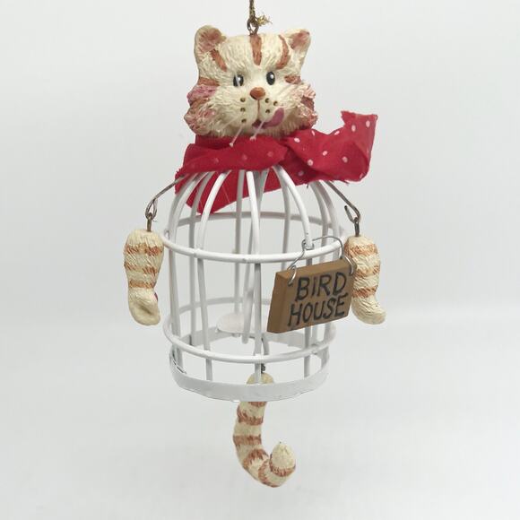 Lot of 3 Cat Hanging Christmas Tree Ornaments Bird Cage Photo Frame - Picture 2 of 5